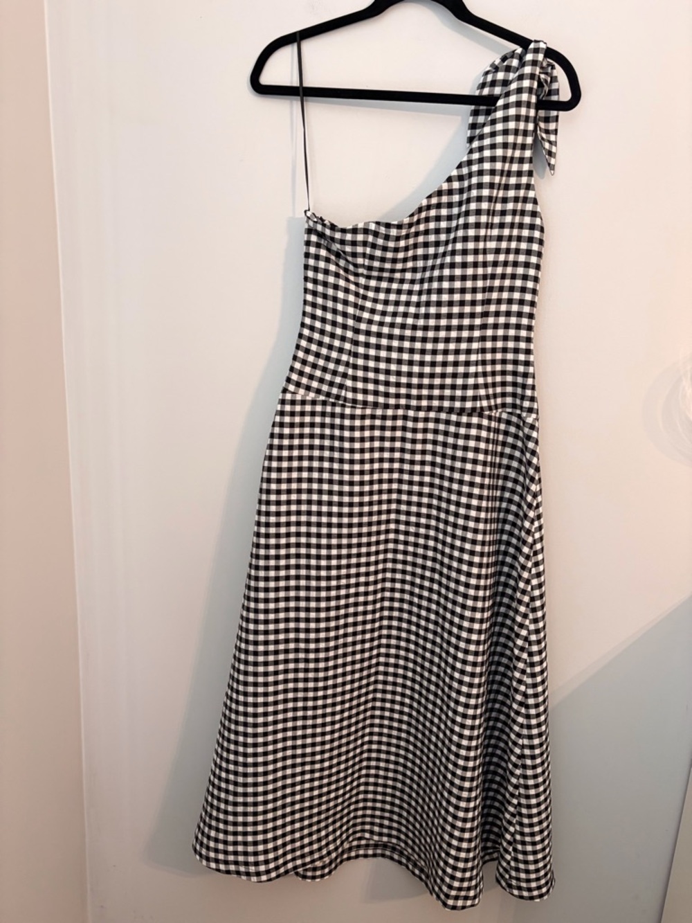 Anthropologie One Shoulder Black & White Gingham Dress Small NWT - Picture 11 of 12